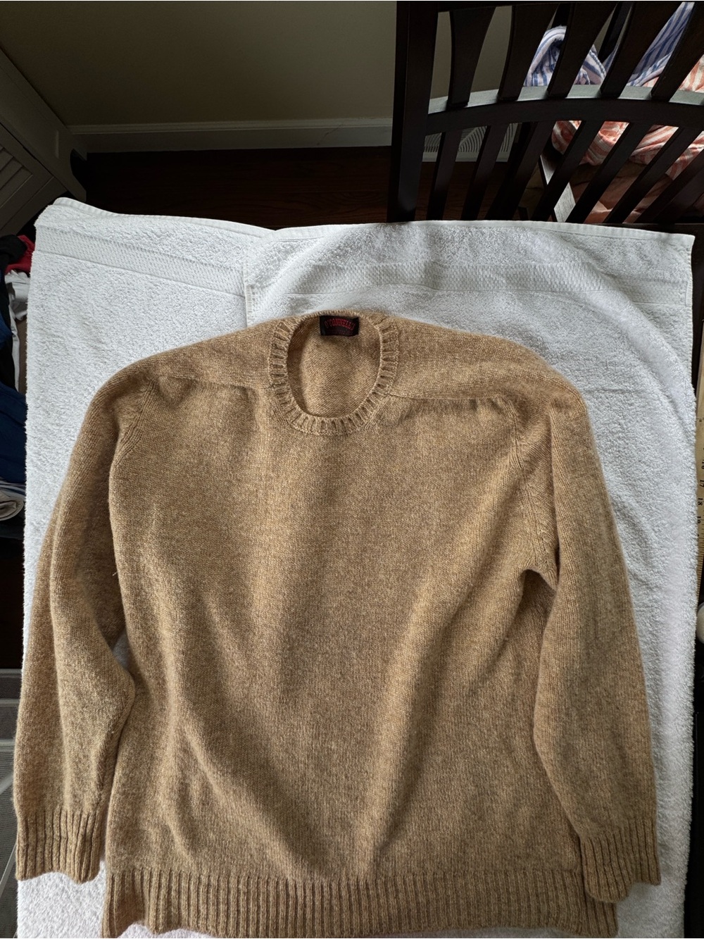 O’Connell’s Men’s Shetland Wool Sweater, Heathered Oat, Size 54